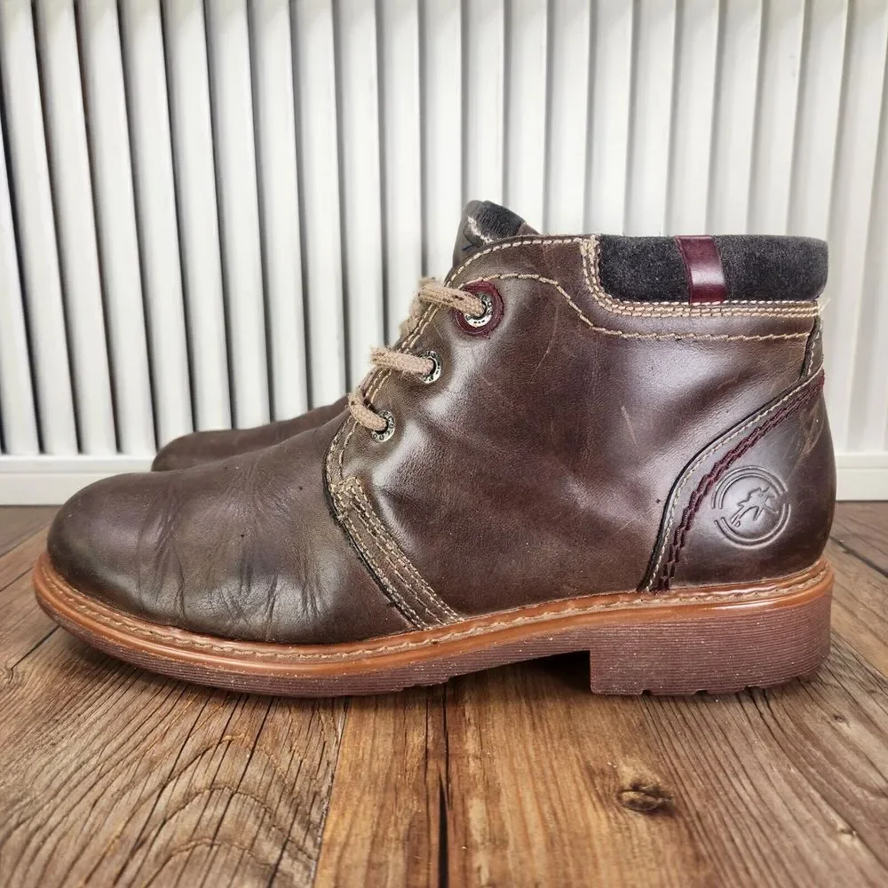 Fluchos Ankle Chukka Boots Men Sz 8 EU 41 Brown Distressed Leather Hipster Spain